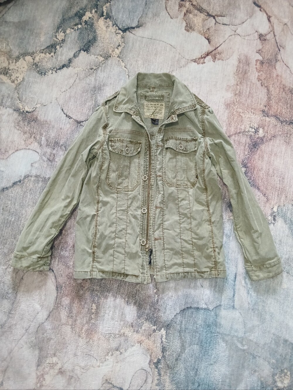 Alpha Industries Olive Green Military-Style Jacket